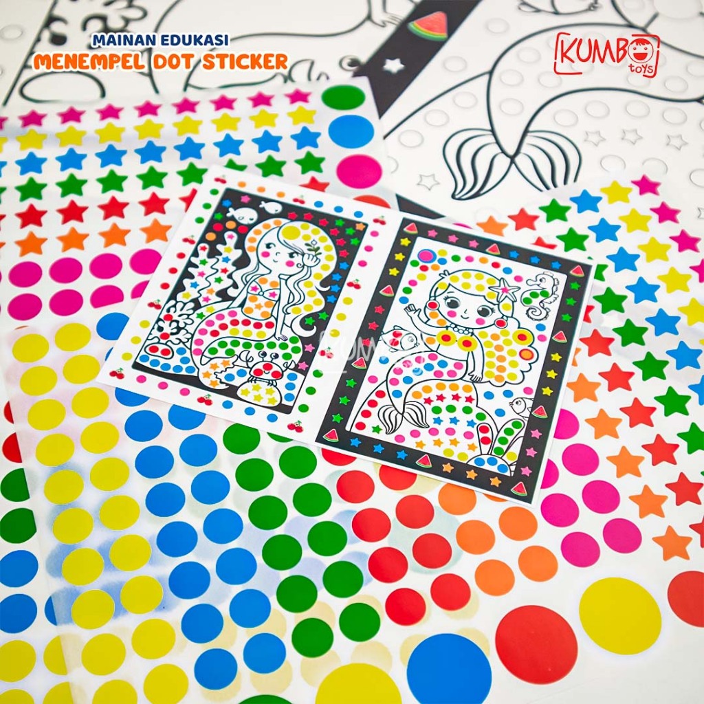 Mainan Edukasi Menempel Sticker / Label Dot Karakter Bergambar Mewarnai Anak
