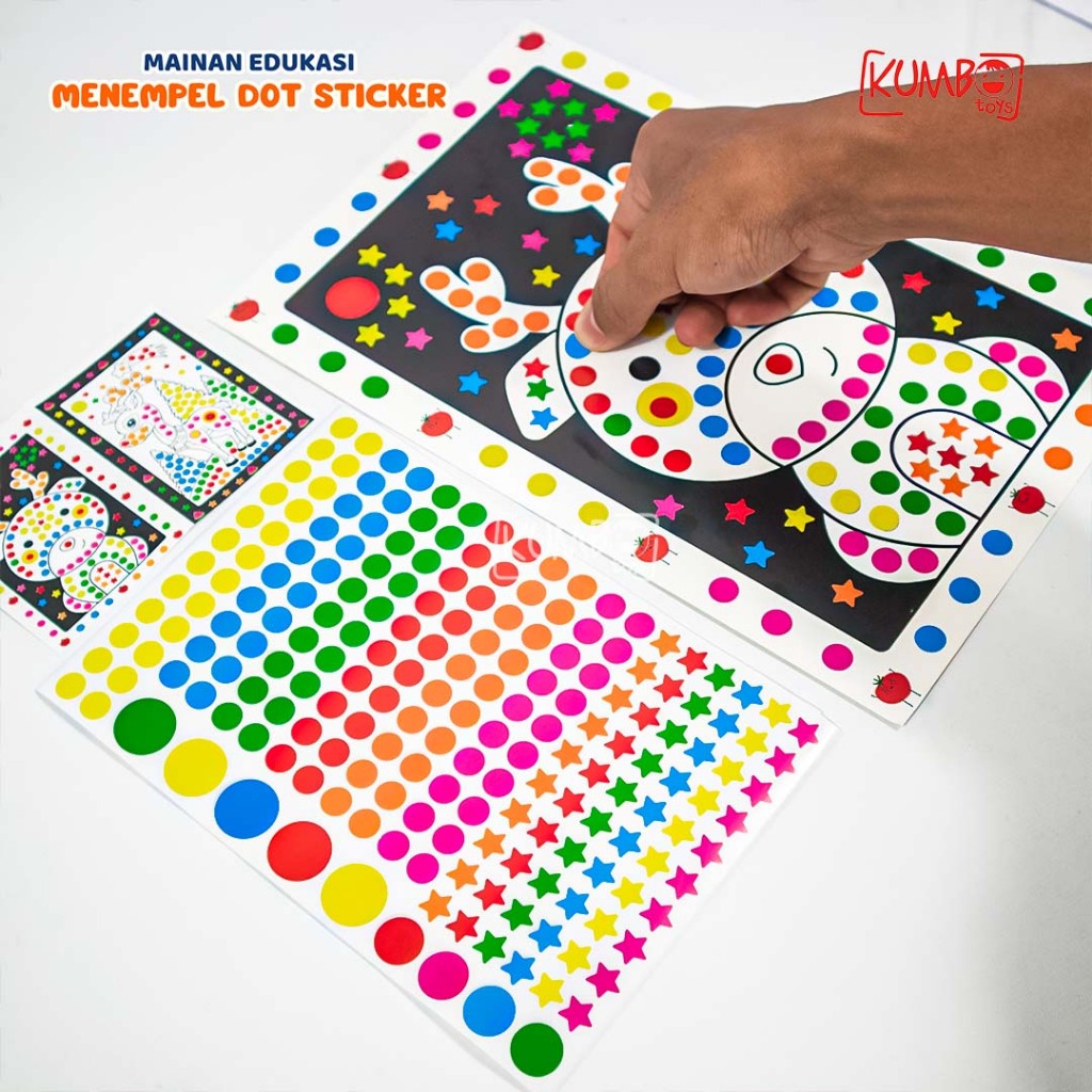 Mainan Edukasi Menempel Sticker / Label Dot Karakter Bergambar Mewarnai Anak