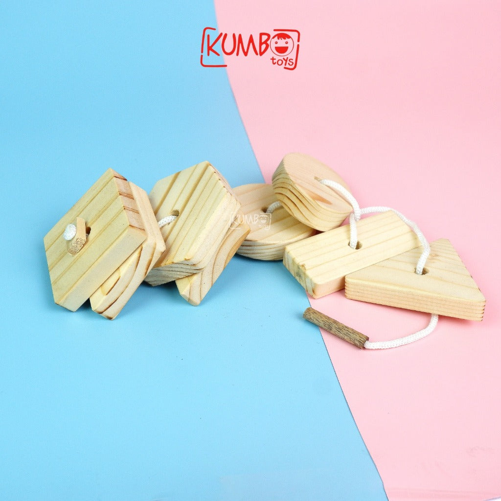 Mainan Edukasi Anak Wooden Lacing Shape Meronce Kayu dan Mencocokan Bentuk