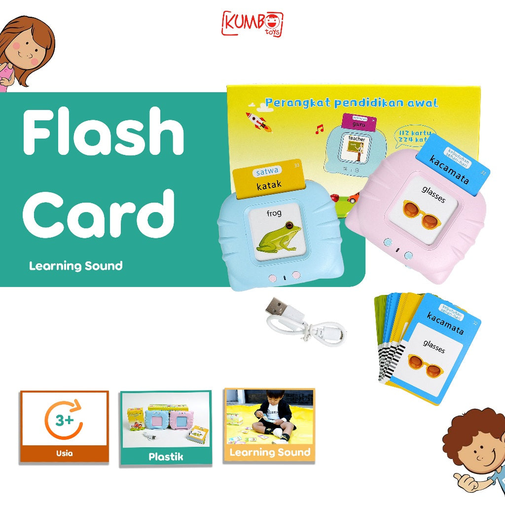 Mainan Edukasi Flash Card Learning Sound Kartu Pendidikan Anak Early Education Bilingual Device