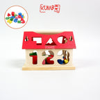 Mainan Edukasi Anak Puzzle Kayu Mencocokan Bentuk Geometri Bentuk Rumah Kubus