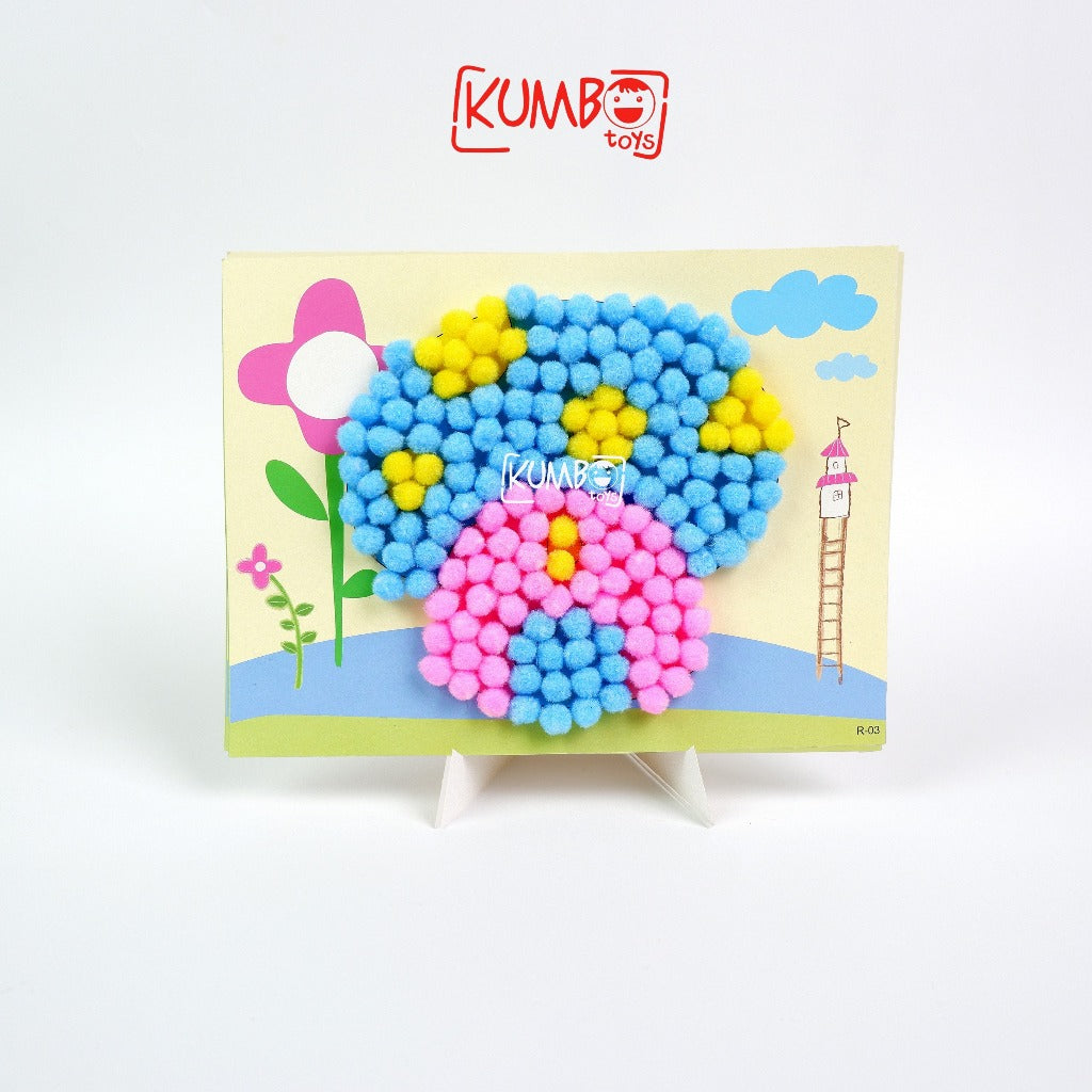 Mainan Edukasi Anak DIY Menempel Pom Pom Prakarya Kerajinan Tangan