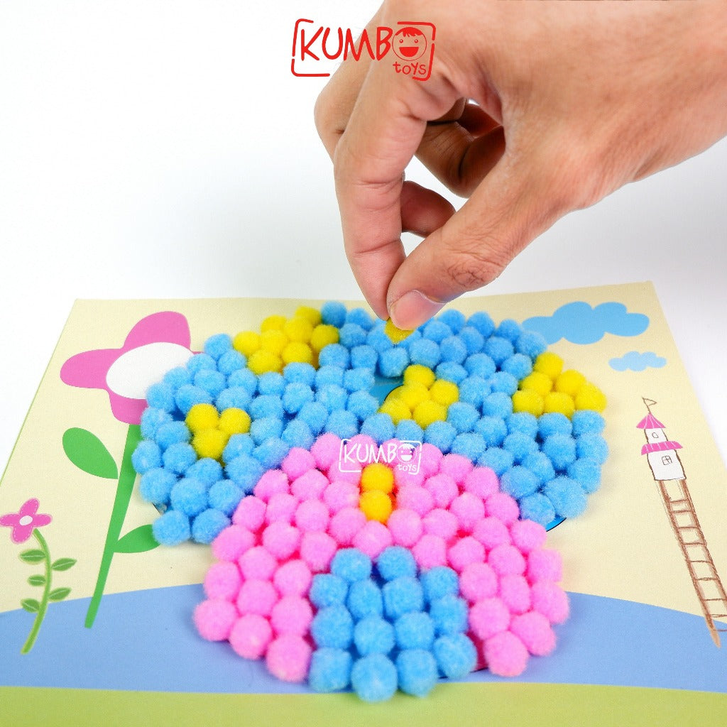 Mainan Edukasi Anak DIY Menempel Pom Pom Prakarya Kerajinan Tangan