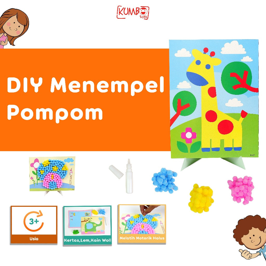 Mainan Edukasi Anak DIY Menempel Pom Pom Prakarya Kerajinan Tangan