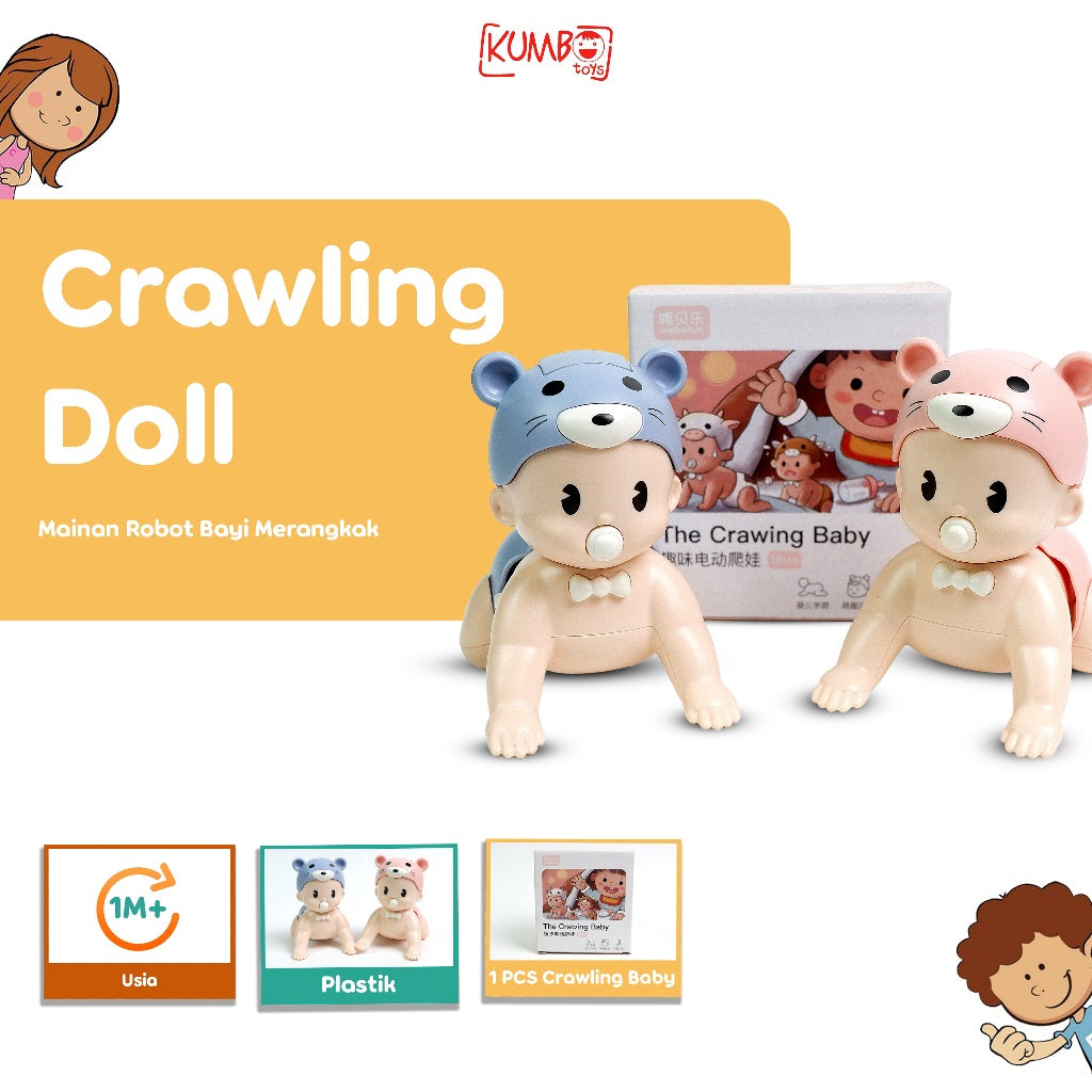 Mainan Bayi Merangkak Crawling Doll Baby Robot Musik