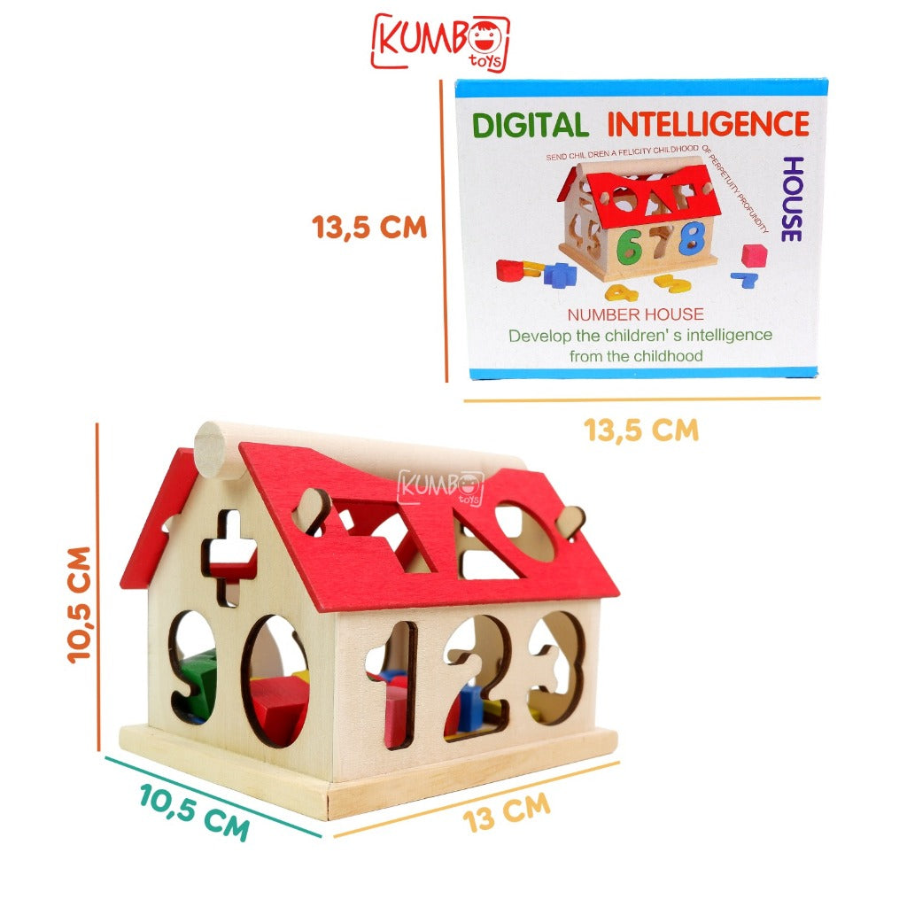 Mainan Edukasi Anak Puzzle Kayu Mencocokan Bentuk Geometri Bentuk Rumah Kubus