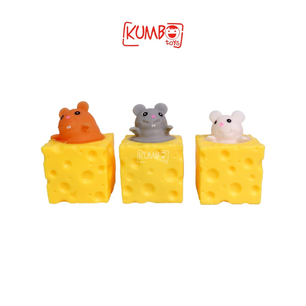 Mainan Anak Squishy Mouse Keju Karet Silikon/ Mainan Decompression Stress Pop Up Tikus