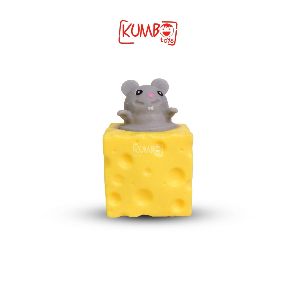 Mainan Anak Squishy Mouse Keju Karet Silikon/ Mainan Decompression Stress Pop Up Tikus