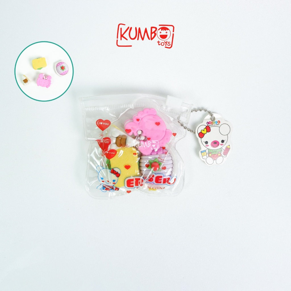Penghapus Pensil Anak Bentuk Lucu 1 SET 4 PCS Penghapus Karakter