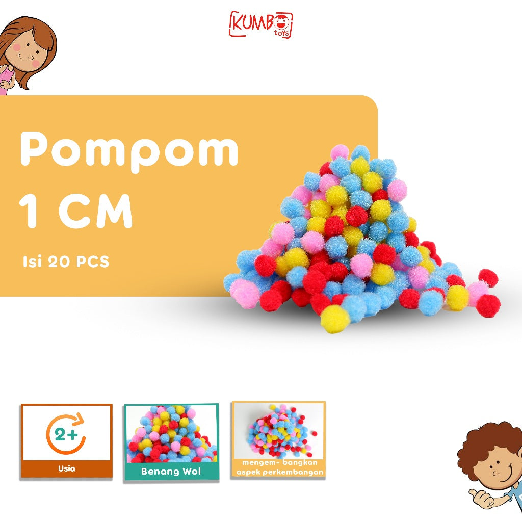 Pompom 1 cm isi 20pcs