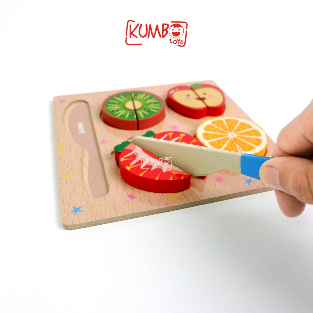 Mainan Edukasi Anak Pretend Play Wooden Mainan Potong Makanan Buah Sayur Kayu