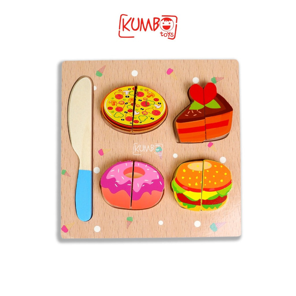 Mainan Edukasi Anak Pretend Play Wooden Mainan Potong Makanan Buah Sayur Kayu