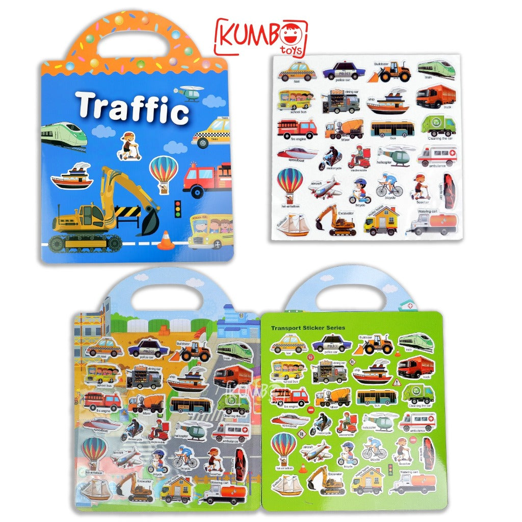 Mainan Edukasi Anak Reusable Sticker Book Theme Edukasi Buku Stiker Anak