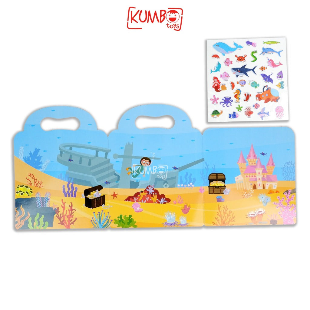 Mainan Edukasi Anak Reusable Sticker Book Theme Edukasi Buku Stiker Anak