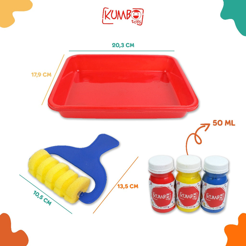 Alat Lukis Anak Set (Roller painting 4pcs,Cat Washable,Tray)
