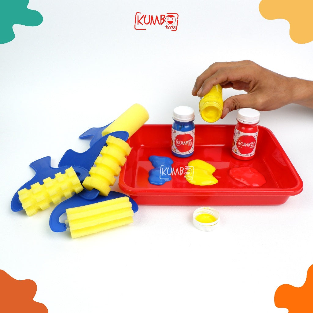 Alat Lukis Anak Set (Roller painting 4pcs,Cat Washable,Tray)