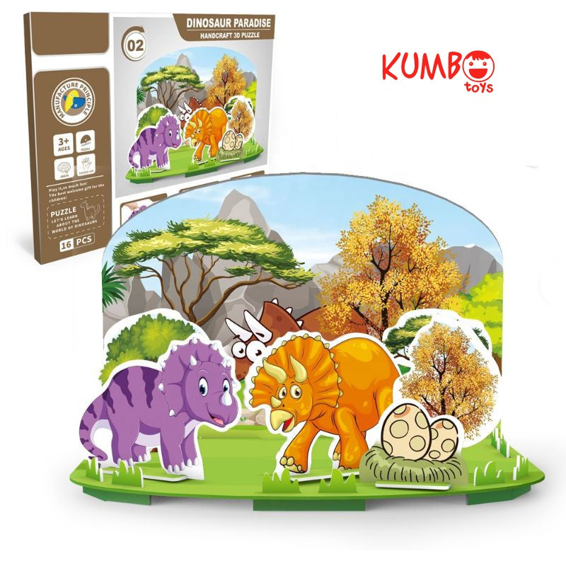 Mainan Edukasi Anak Puzzle 3D Dinosaurus Handcraft 3D Puzzle Dinosaurus Paradise