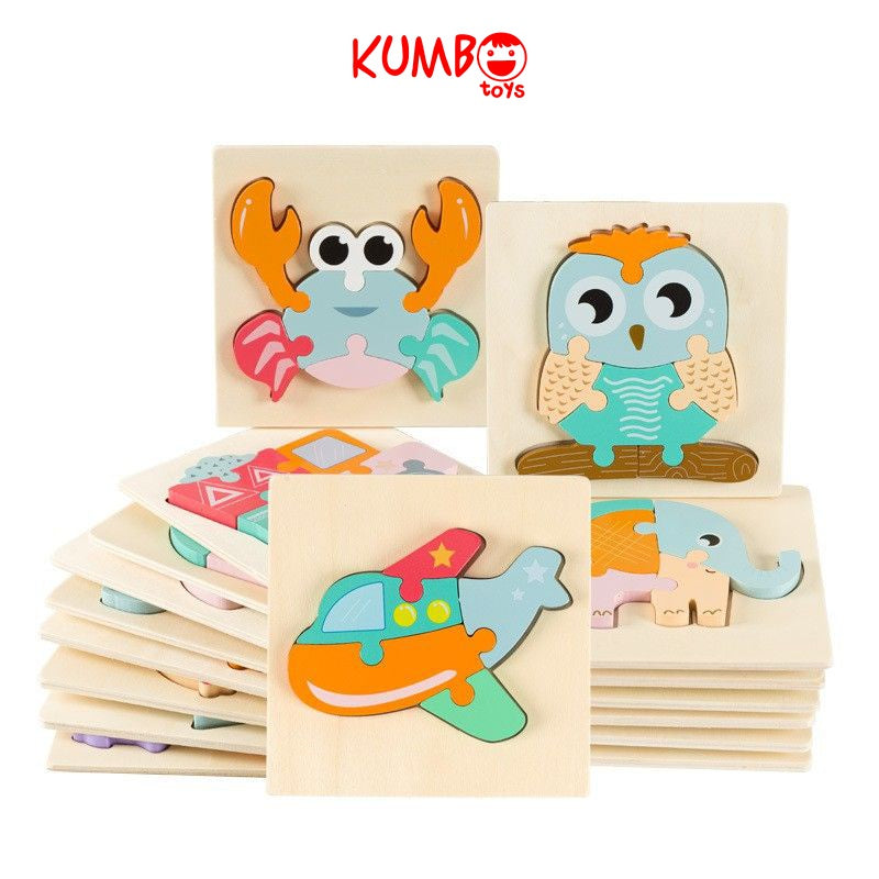 Mainan Edukasi Puzzle Kayu Bayi Anak Warna Pastel