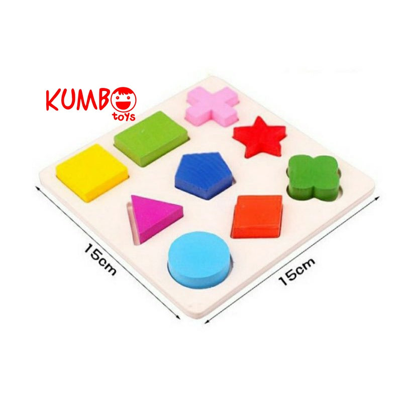 Mainan Edukasi Puzzle Kayu 3D Mencocokan Bentuk