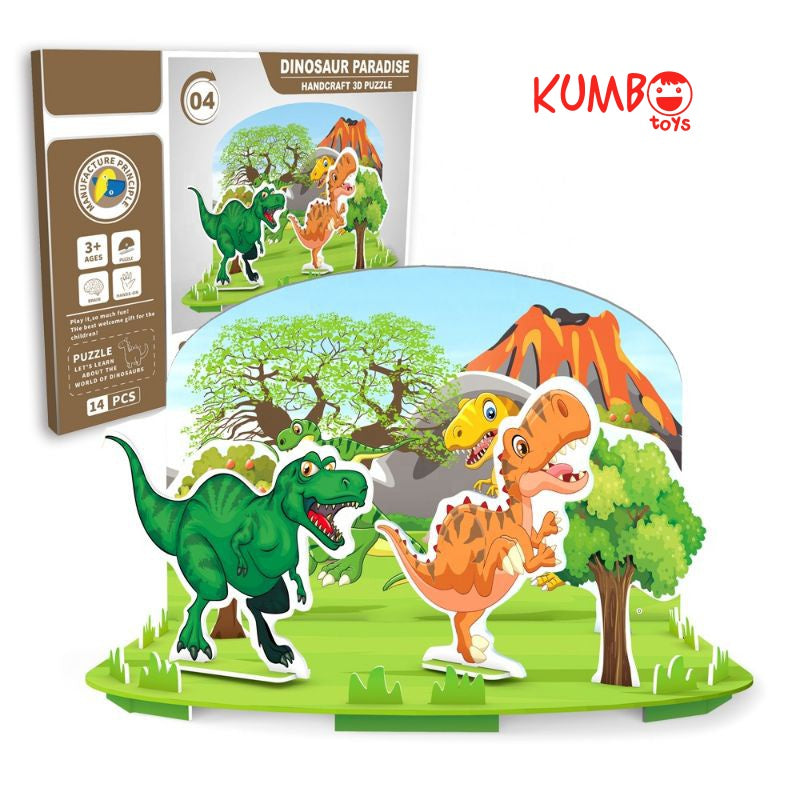 Mainan Edukasi Anak Puzzle 3D Dinosaurus Handcraft 3D Puzzle Dinosaurus Paradise