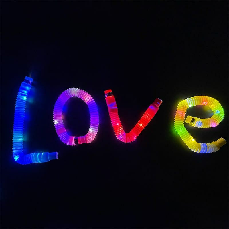 Mainan POP LIGHT LED | SELANG NYALA | PIPA NYALA FIDGET TUBES SENSORY TOYS