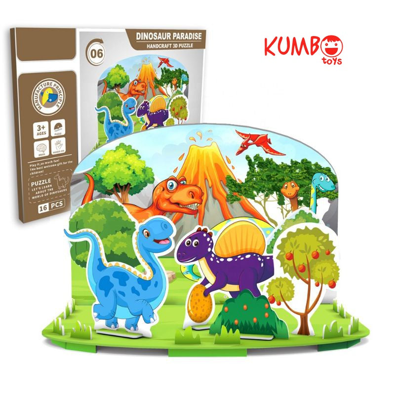 Mainan Edukasi Anak Puzzle 3D Dinosaurus Handcraft 3D Puzzle Dinosaurus Paradise