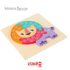 Mainan Edukasi Puzzle Kayu Bayi Anak Warna Pastel