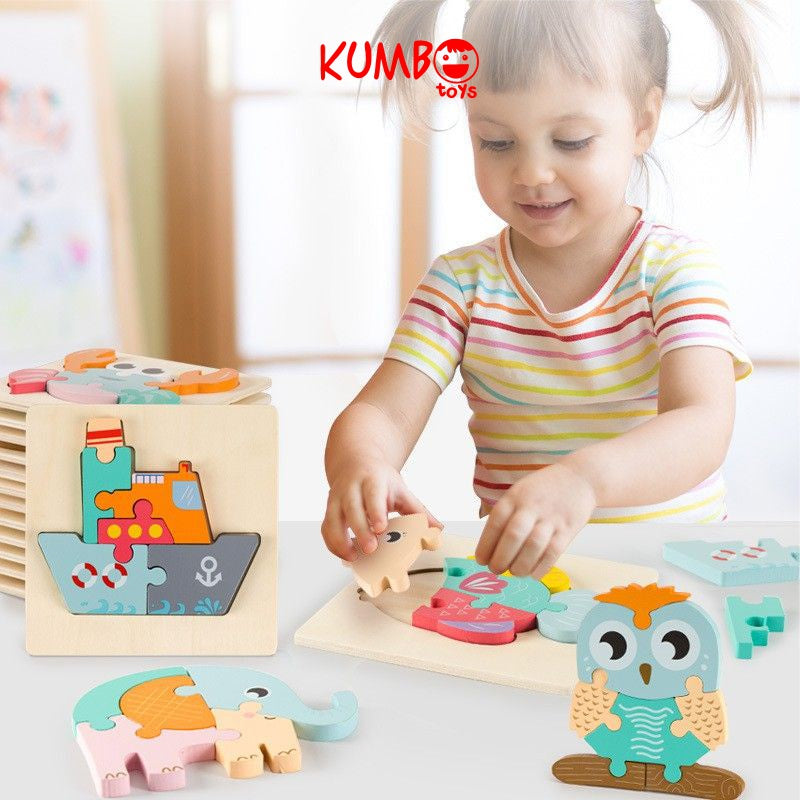 Mainan Edukasi Puzzle Kayu Bayi Anak Warna Pastel