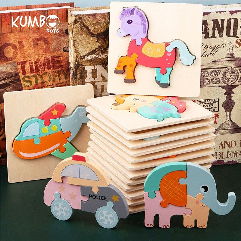 Mainan Edukasi Puzzle Kayu Bayi Anak Warna Pastel