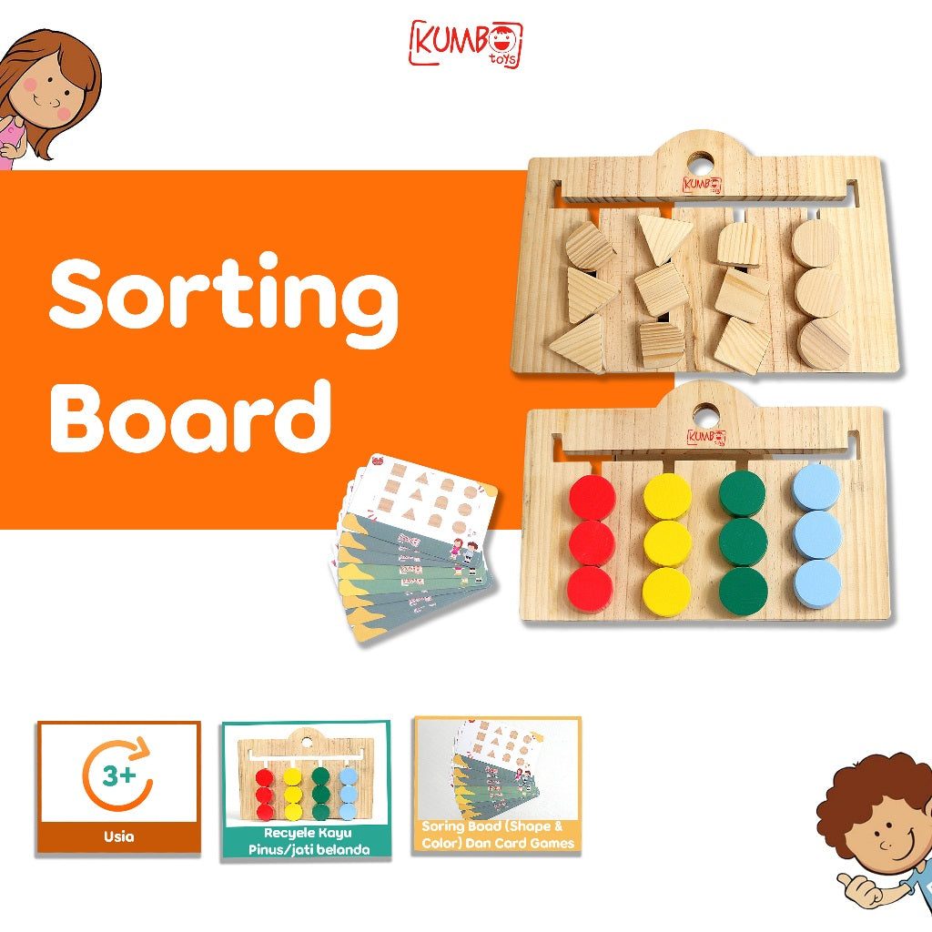 Mainan Edukasi Papan Kayu Anak Sorting Board Mainan Montessori/ Mainan Papan Edukasi Color And Sorting Shape