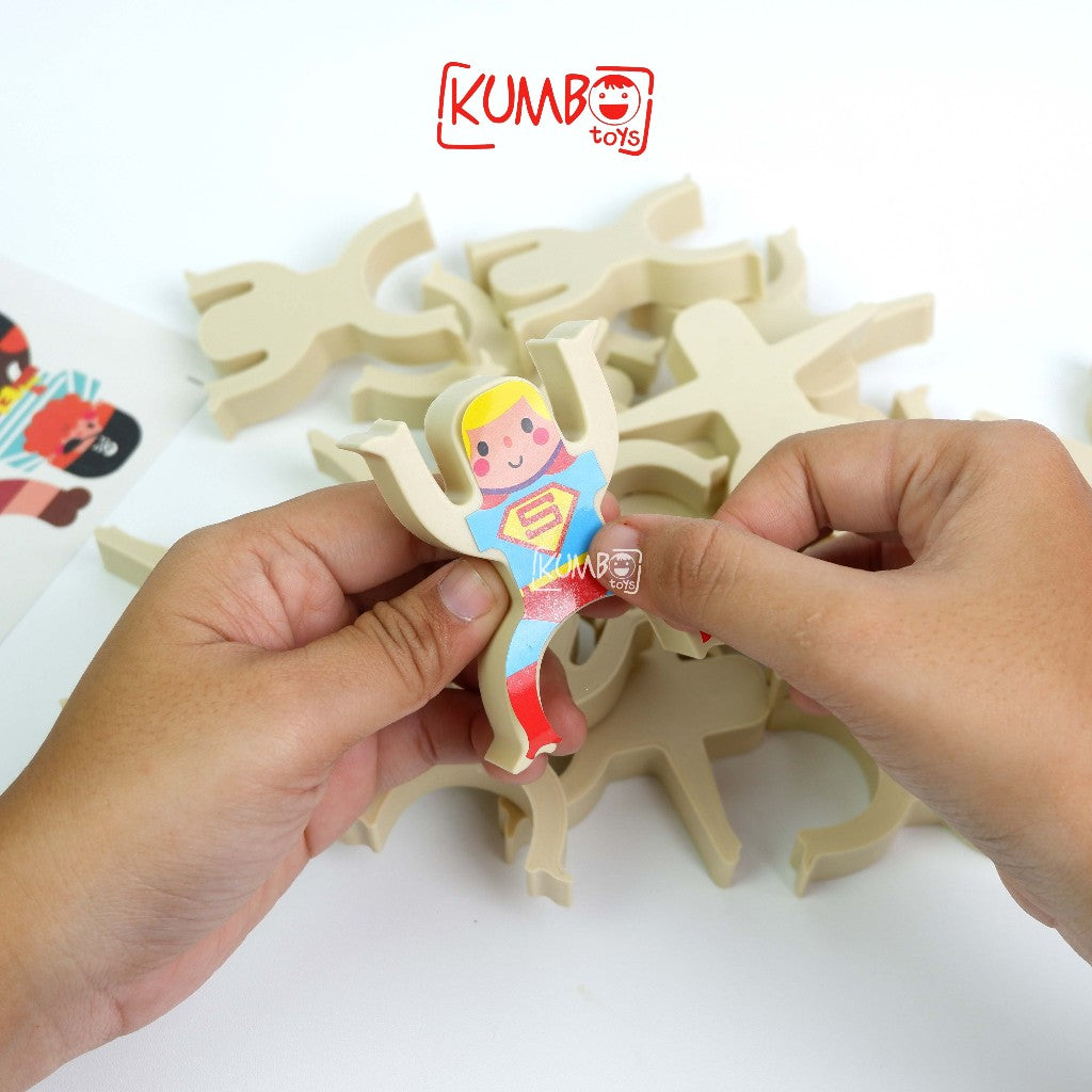 Mainan Edukasi Anak Stacking Human Block Balancing Mainan Merakit Motif Orang