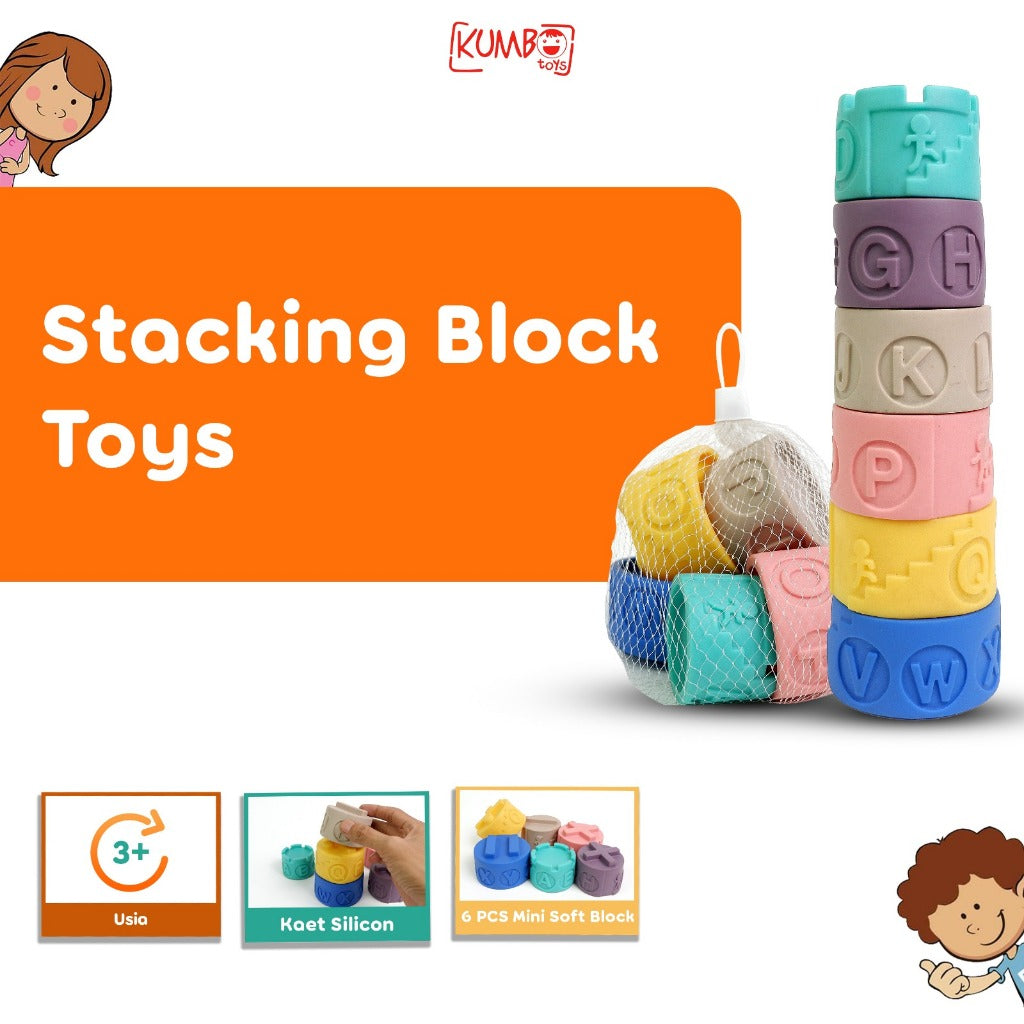 Mainan Edukasi Anak Bayi Stacking Block Toys Mainan Tekstur Untuk Bayi