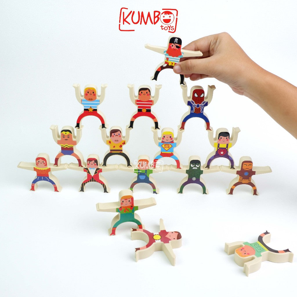 Mainan Edukasi Anak Stacking Human Block Balancing Mainan Merakit Motif Orang