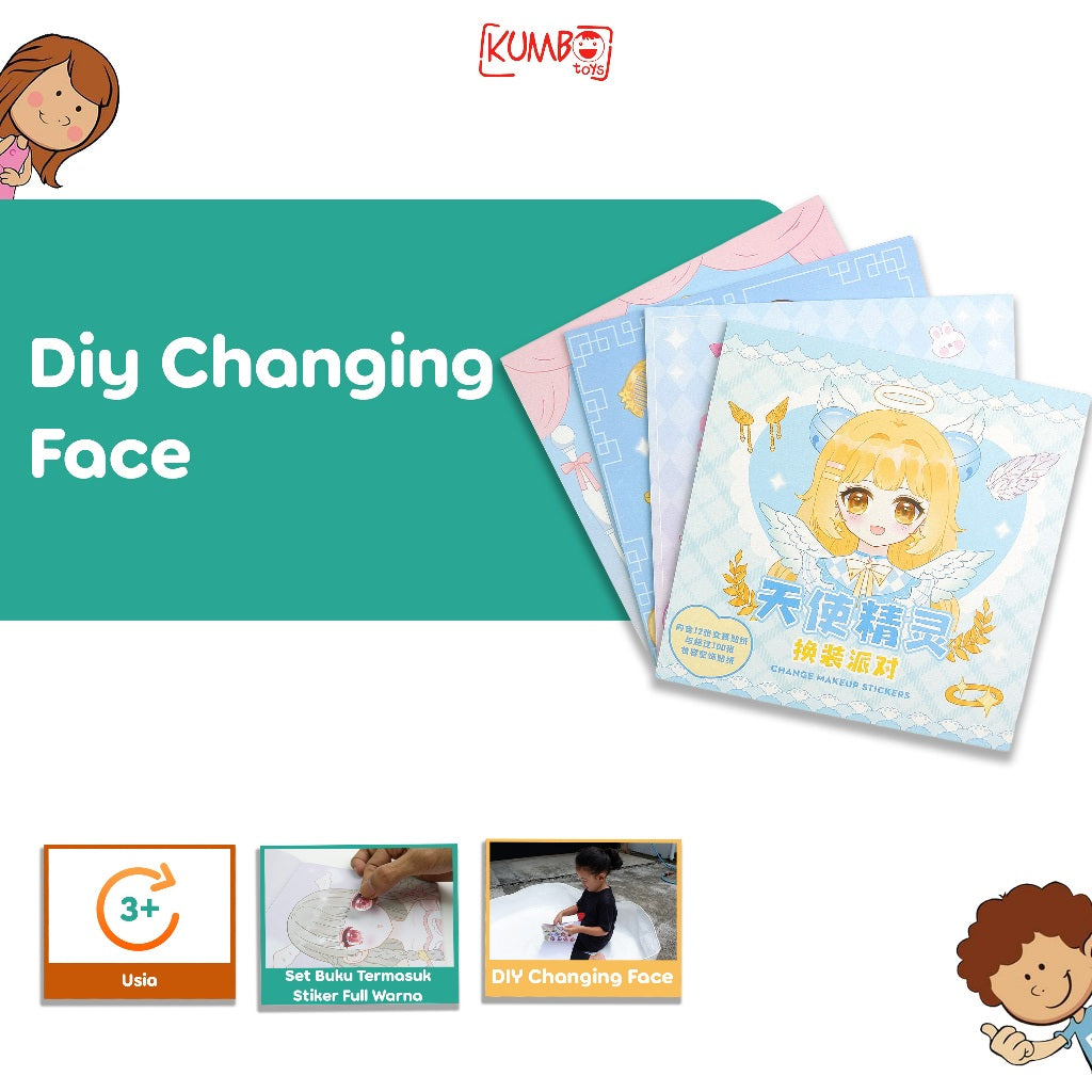 Mainan Edukasi Anak Stiker Ganti Wajah Makeup DIY Changing Face Sticker Keterampilan Merias Kartun Jepang
