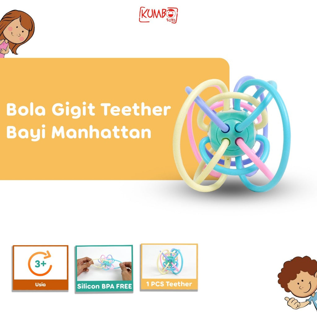 Mainan Bayi Manhattan Bola Gigit Teether Bayi BPA Free