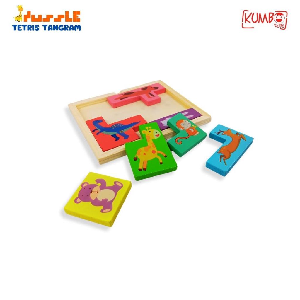 Mainan Edukasi Anak Puzzle Tangram Tetris Hewan Kayu Blocks Wooden Puzzle Animal