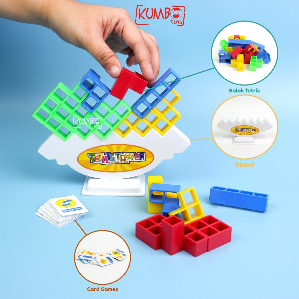 Mainan Tetris Tower Interaksi Anak Balance Tetra Tower Building Block