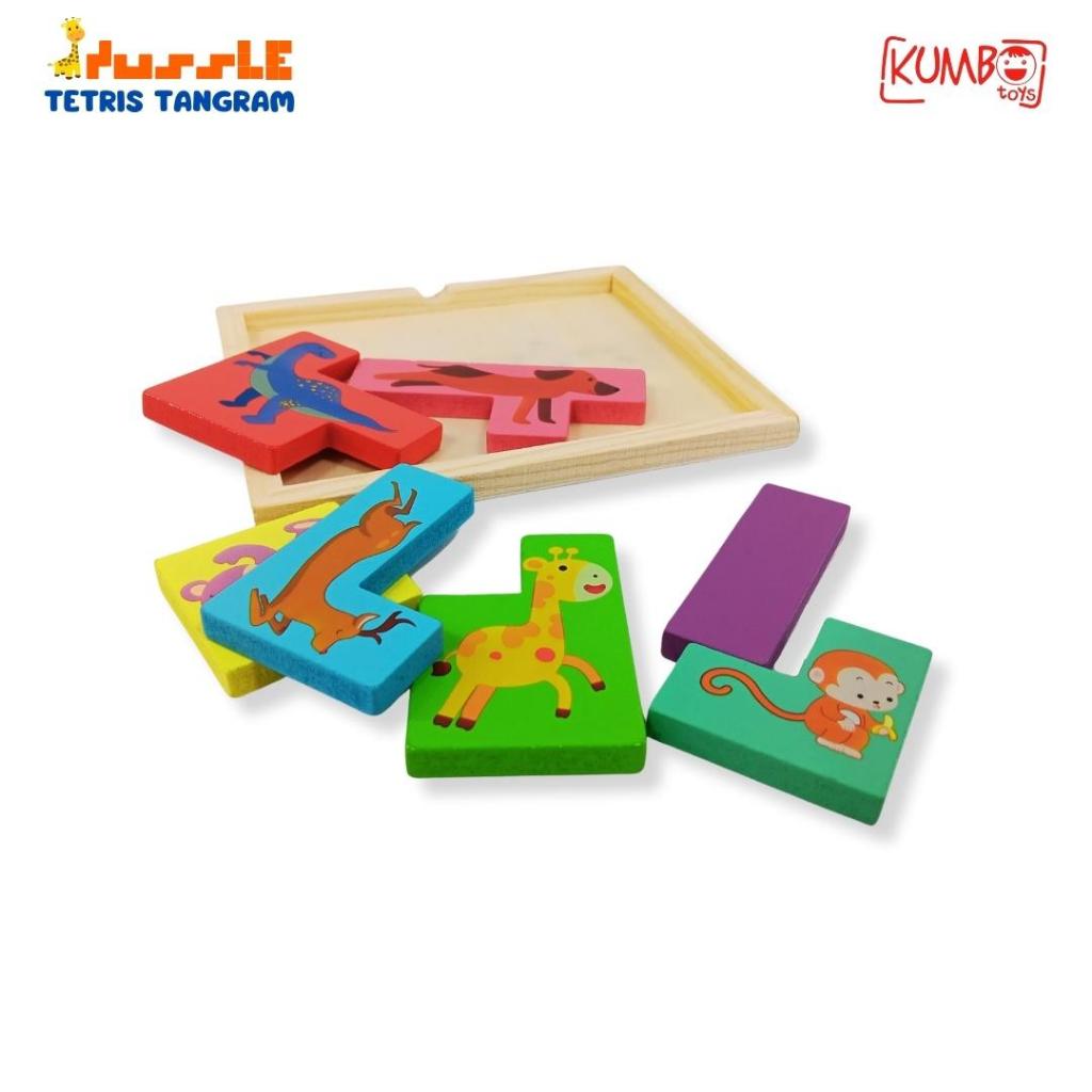 Mainan Edukasi Anak Puzzle Tangram Tetris Hewan Kayu Blocks Wooden Puzzle Animal