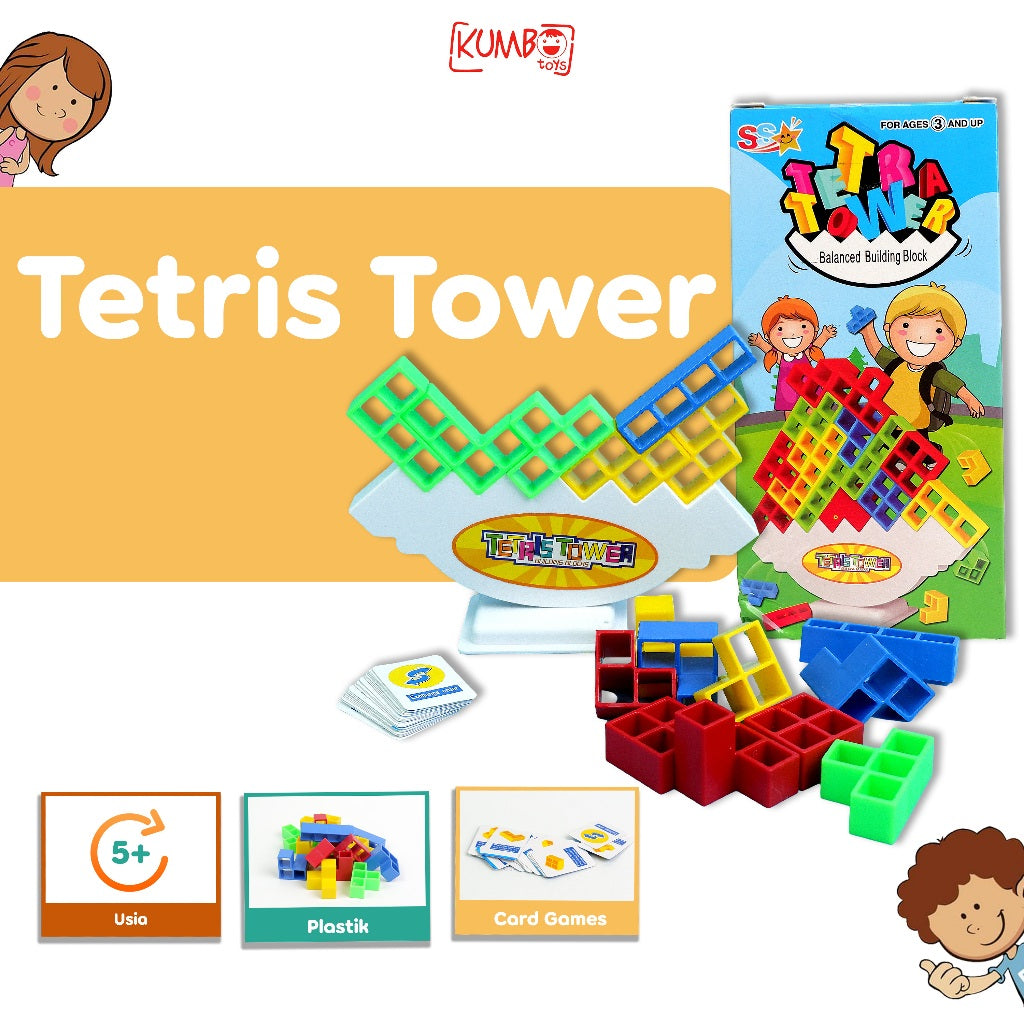 Mainan Tetris Tower Interaksi Anak Balance Tetra Tower Building Block