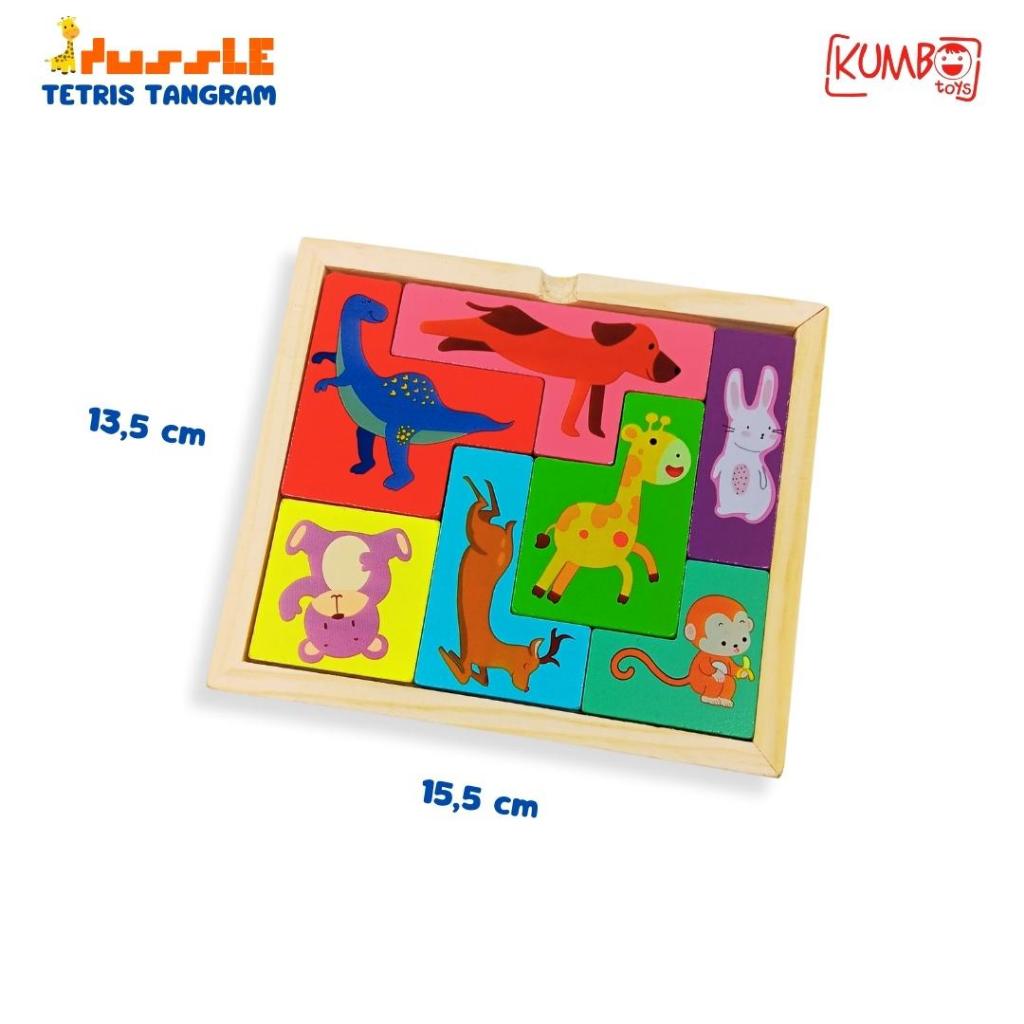 Mainan Edukasi Anak Puzzle Tangram Tetris Hewan Kayu Blocks Wooden Puzzle Animal