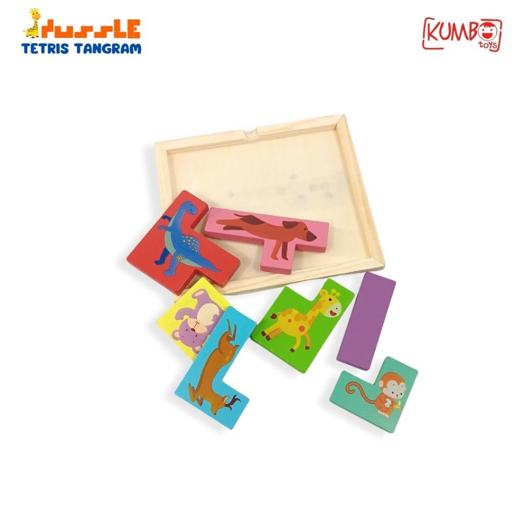 Mainan Edukasi Anak Puzzle Tangram Tetris Hewan Kayu Blocks Wooden Puzzle Animal