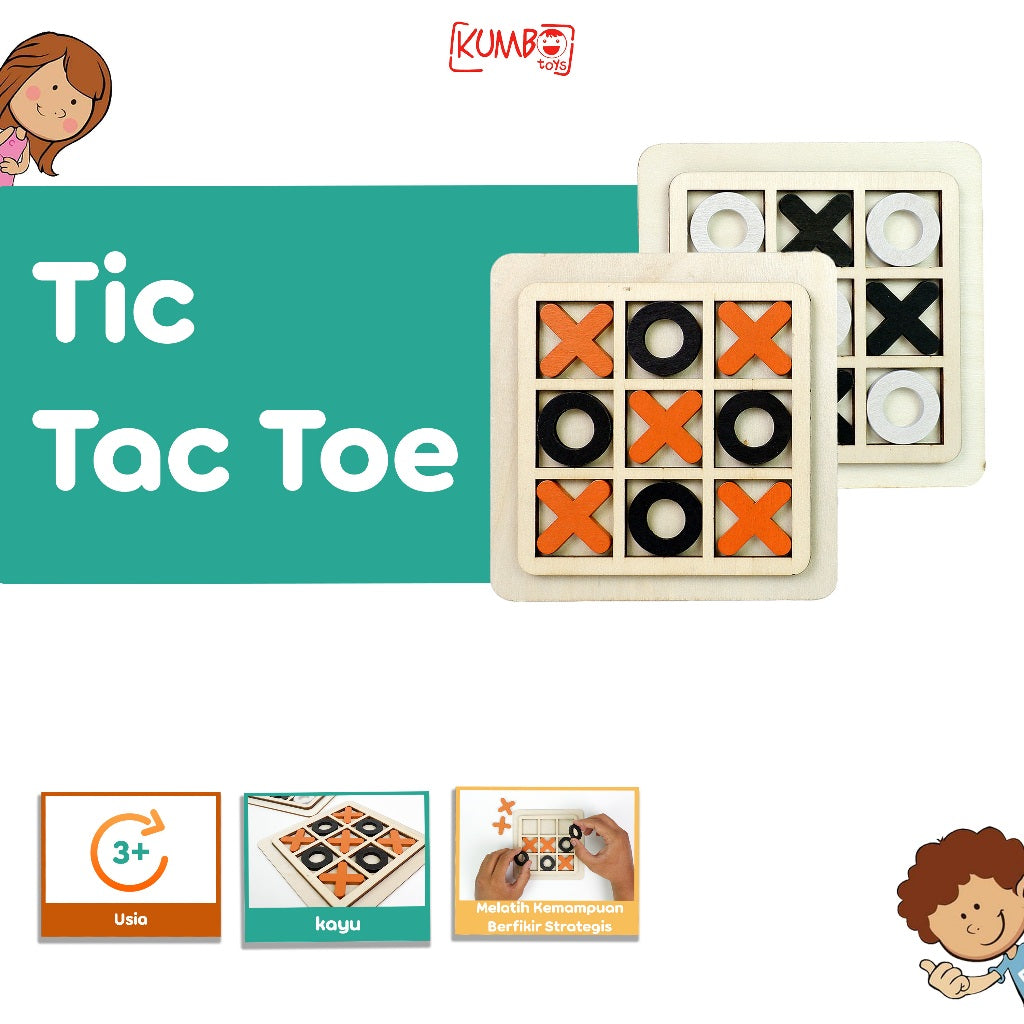 Mainan Edukasi Anak Tic Tac Toe Kayu XO Wooden Game Jigsaw