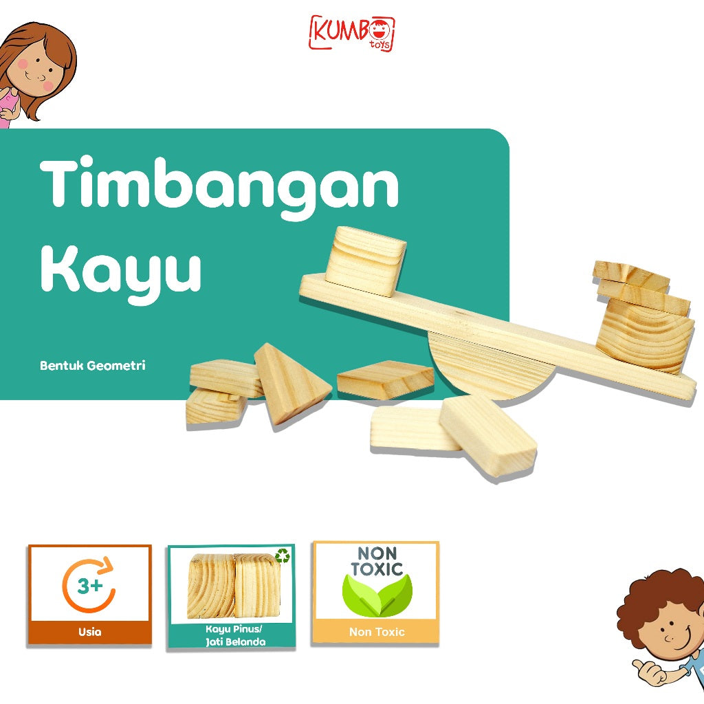 Mainan Edukasi Montessori Mainan Simulasi Kayu Blok Keseimbangan Timbangan Kayu  Mainan Kemampuan Sensorik Tangan Anak