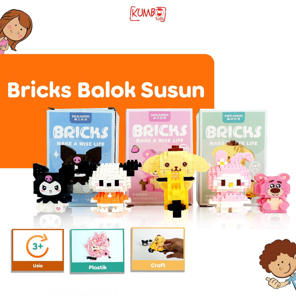 Mainan Bricks Karakter SANRIO 3D Puzzle Nano Bricks Vespa Non Vespa